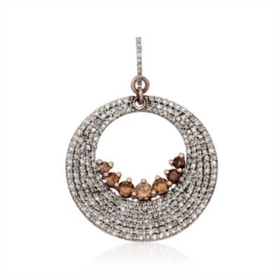 2.50 ct. t.w. Brown and White Diamond Circle Pendant in 14kt Rose Gold. Pendant &mdash; Alt Image 1