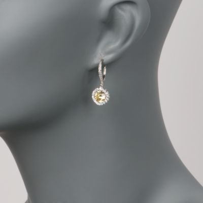 3.45 ct. t.w. Yellow and White CZ Drop Earrings in Sterling Silver &mdash; Alt Image 2