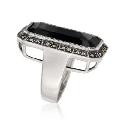 Marcasite and Black Onyx Ring in Sterling Silver &mdash; Alt Image 3
