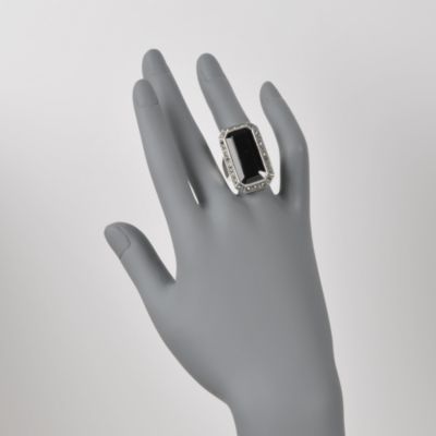 Marcasite and Black Onyx Ring in Sterling Silver &mdash; Alt Image 2