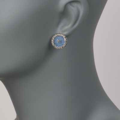 Marcasite and Blue Sunray Crystal Earrings in Sterling Silver &mdash; Alt Image 2