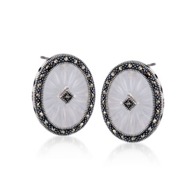 Marcasite and Sunray Crystal Earrings In Sterling Silver &mdash; Alt Image 1