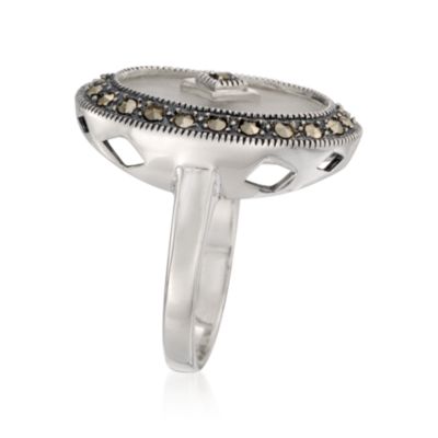 Marcasite and Sunray Crystal Ring in Sterling Silver &mdash; Alt Image 3