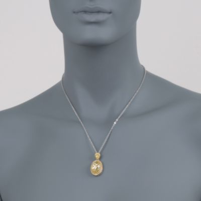 Gold-Tone Marcasite and 19.45 ct. t.w. Yellow CZ Pendant Necklace in Sterling Silver. 18" &mdash; Alt Image 2