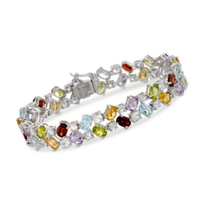 26.85 ct. t.w. Multi-Gem Bracelet in Sterling Silver. 8" &mdash; Alt Image 1