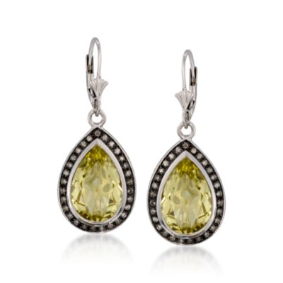 6.75 ct. t.w. Lemon Quartz and .30 ct. t.w. Diamond Earrings In Sterling Silver &mdash; Alt Image 1
