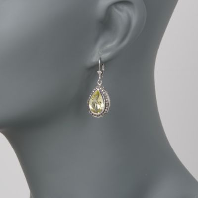 6.75 ct. t.w. Lemon Quartz and .30 ct. t.w. Diamond Earrings In Sterling Silver &mdash; Alt Image 2