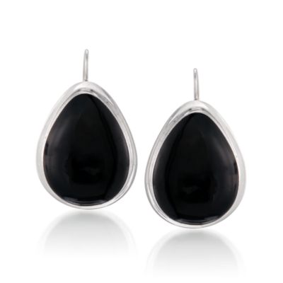 Black Onyx Teardrop Earrings In Sterling Silver &mdash; Alt Image 1