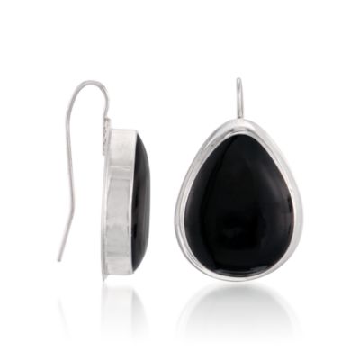 Black Onyx Teardrop Earrings In Sterling Silver &mdash; Alt Image 3