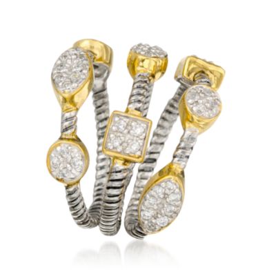 Set of Three CZ Stacking Rings in Two-Tone &mdash; Alt Image 3