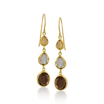 12.00 ct. t.w. Multi-Gem Dangle Earrings In Vermeil. Earwire Earrings &mdash; Alt Image 1