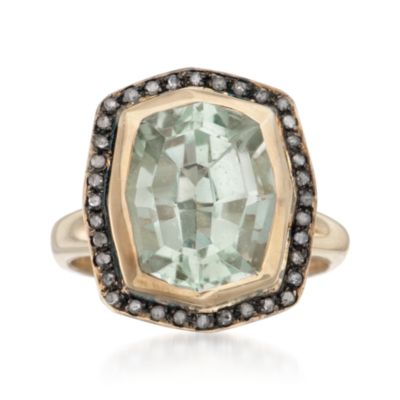 5.00 Carat Green Amethyst and .11 ct. t.w. Diamond Ring in Two-Tone &mdash; Alt Image 1