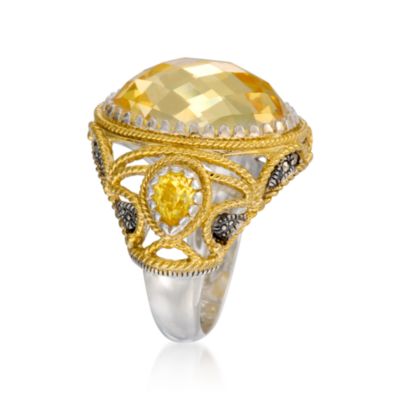 19.00 ct. t.w. CZ and Marcasite Ring in Sterling Silver &mdash; Alt Image 3