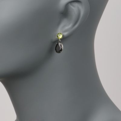 Black Onyx Drop Earrings With 1.80 ct. t.w. Peridot in Sterling Silver &mdash; Alt Image 2
