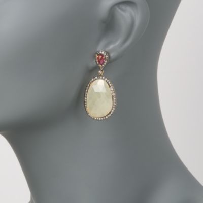 28.00 ct. t.w. Yellow Sapphire  and 1.50 ct. t.w. Diamond Earrings With 1.35 ct. t.w. Pink Tourmalines In Two-Tone &mdash; Alt Image 2