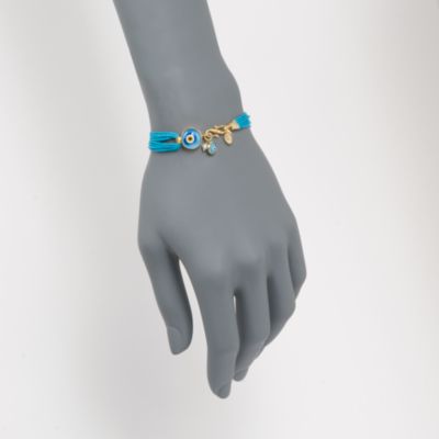 Murano Glass Evil Eye Bracelet in 24kt Gold Over Sterling Silver. 7" &mdash; Alt Image 2