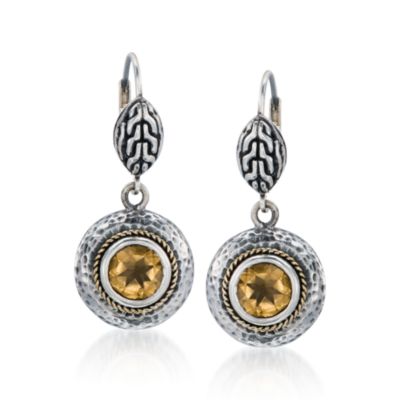 Balinese 2.30 ct. t.w. Citrine Drop Earrings In Two-Tone &mdash; Alt Image 1