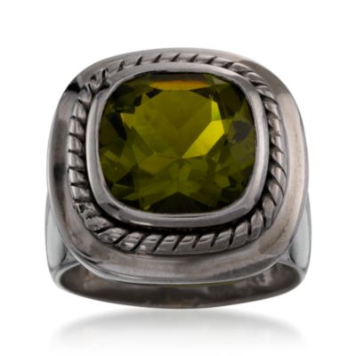7.20 Carat Green Quartz Block Ring in Sterling Silver. Size 7 &mdash; Alt Image 1