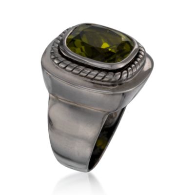 7.20 Carat Green Quartz Block Ring in Sterling Silver. Size 7 &mdash; Alt Image 3