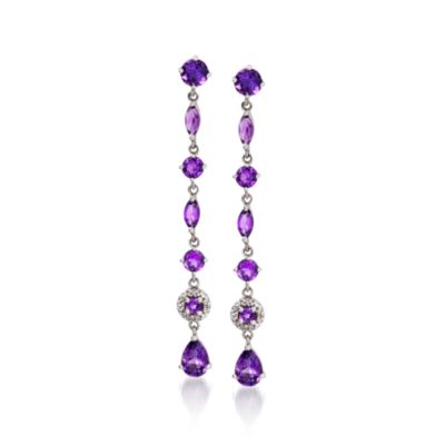 Amethyst Dangle Earrings With Diamonds