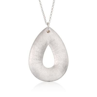 Italian Sterling Silver Open Teardrop Pendant Necklace &mdash; Alt Image 1