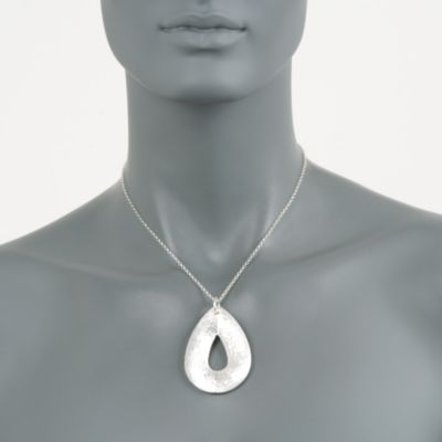 Italian Sterling Silver Open Teardrop Pendant Necklace &mdash; Alt Image 2