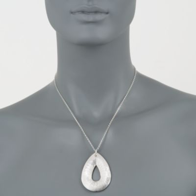 Italian Sterling Silver Open Teardrop Pendant Necklace &mdash; Alt Image 3