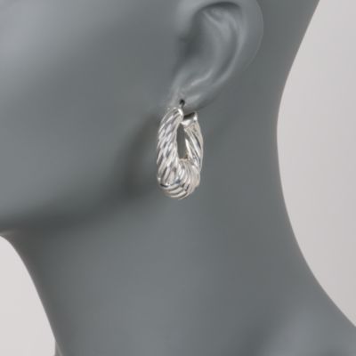 Sterling Silver Woven Doorknocker Hoop Earrings &mdash; Alt Image 2