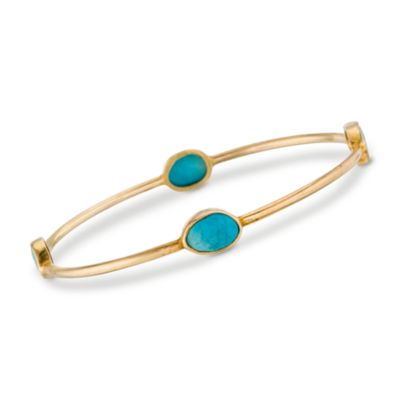10.00 ct. t.w. Turquoise Bangle Bracelet in Vermeil. 7.5" &mdash; Alt Image 1