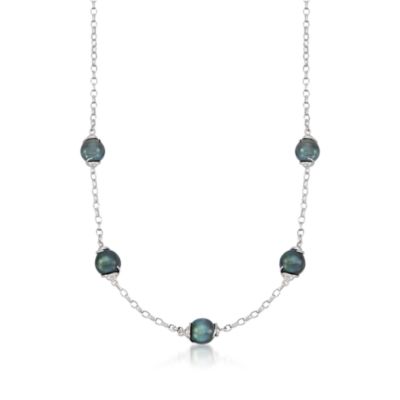 9-10mm Tahitian Cultured Pearl Station Necklace in Sterling Silver &mdash; Alt Image 1