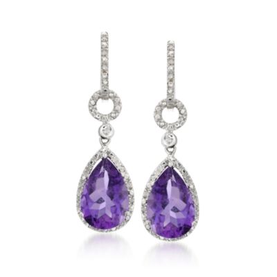 4.85 ct. t.w. Amethyst and Diamond Drop Earrings in Sterling Silver &mdash; Alt Image 1