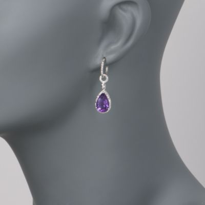 4.85 ct. t.w. Amethyst and Diamond Drop Earrings in Sterling Silver &mdash; Alt Image 2