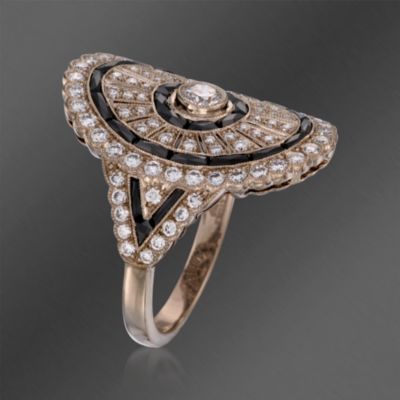 Kwiat .75 ct. t.w. Diamond and Black Onyx "Vintage" Ring in 18kt White Gold &mdash; Alt Image 3