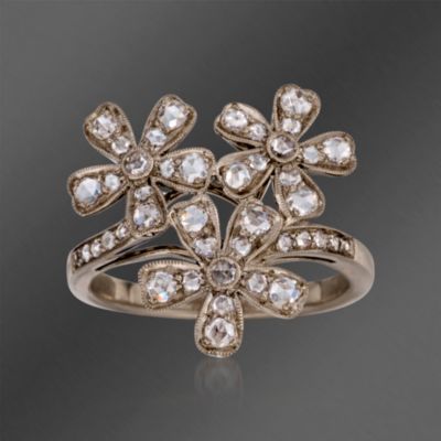 Kwiat .56 ct. t.w. Diamond Floral "Vintage" Ring in 18kt White Gold &mdash; Alt Image 1