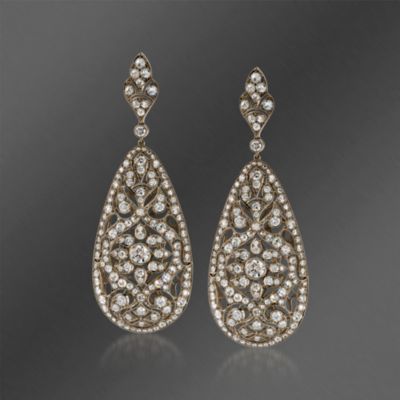Kwiat 7.00 ct. t.w. Diamond Drop "Vintage" Earrings in 18kt White Gold &mdash; Alt Image 1