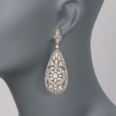 Kwiat 7.00 ct. t.w. Diamond Drop "Vintage" Earrings in 18kt White Gold &mdash; Alt Image 2