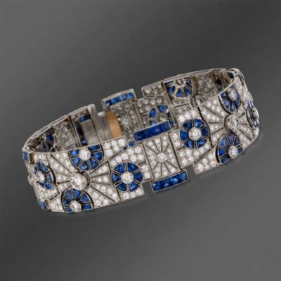 Kwiat 12.60 ct. t.w. Sapphire and 8.00 ct. t.w. Diamond "Vintage" Bracelet in Platinum. 7" &mdash; Alt Image 1
