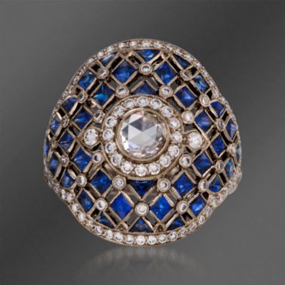 Kwiat 2.25 ct. t.w. Sapphire and 1.43 ct. t.w. Diamond "Vintage" Ring in 18kt White Gold &mdash; Alt Image 1