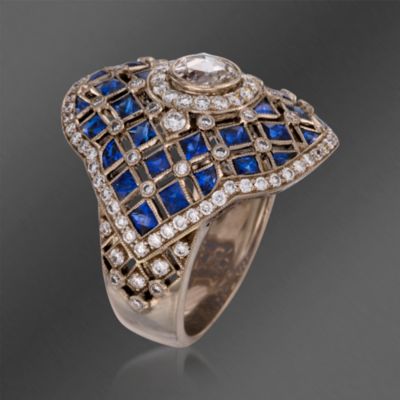 Kwiat 2.25 ct. t.w. Sapphire and 1.43 ct. t.w. Diamond "Vintage" Ring in 18kt White Gold &mdash; Alt Image 3