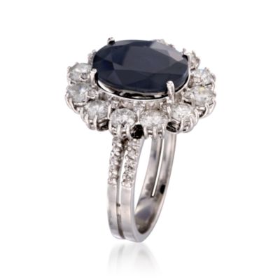 6.00 Carat Sapphire and 2.10 ct. t.w. Diamond Ring in 14kt White Gold &mdash; Alt Image 3