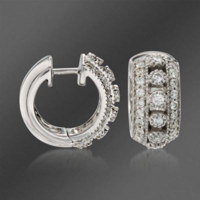 Kwiat .66 ct. t.w. Diamond "Stardust" Hoop Earrings In 18kt White Gold &mdash; Alt Image 1