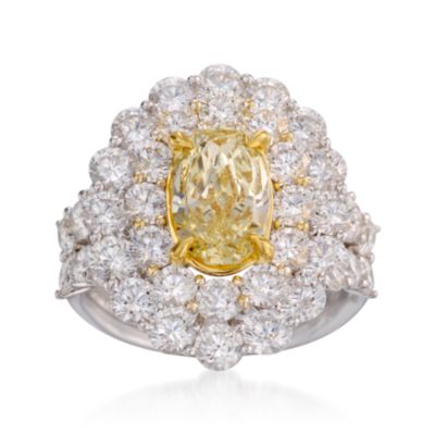 2.12 Carat Certified Fancy Yellow Diamond Ring With 4.51 ct. t.w. Diamonds in 18kt Two-Tone Gold &mdash; Alt Image 1
