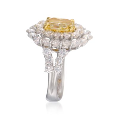 2.12 Carat Certified Fancy Yellow Diamond Ring With 4.51 ct. t.w. Diamonds in 18kt Two-Tone Gold &mdash; Alt Image 3