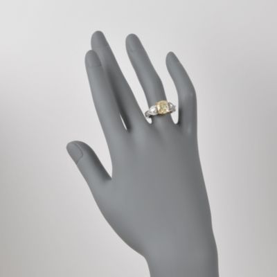 3.28 Carat Certified Fancy Yellow Diamond Ring With 1.06 ct. t.w. Diamonds in Platinum and 18kt Two-Tone Gold &mdash; Alt Image 2