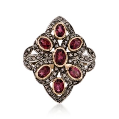 3.00 ct. t.w. Pink Tourmaline and 1.05 ct. t.w. Natural Diamond Ring in Sterling Silver and 14kt Yellow Gold &mdash; Alt Image 1