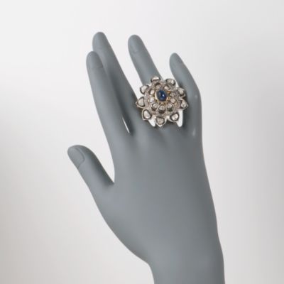 3.20 Carat Sapphire and 1.45 ct. t.w. Diamond Flower Ring in Sterling Silver. Size 5 &mdash; Alt Image 2