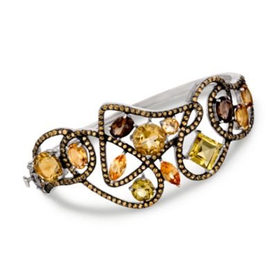 12.60 ct. t.w. Multicolored Quartz and Citrine Mosaic Bangle Bracelet In Sterling Silver &mdash; Alt Image 1