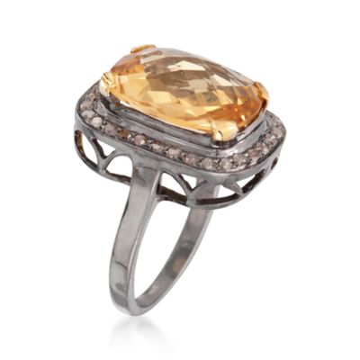 6.85 Carat Citrine and .55 ct. t.w. Natural Diamond Ring in Two-Tone. Size 5 &mdash; Alt Image 3