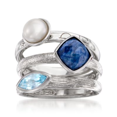 Set of Three 1.85 ct. t.w. Multi-Gem Rings  In Sterling Silver &mdash; Alt Image 1