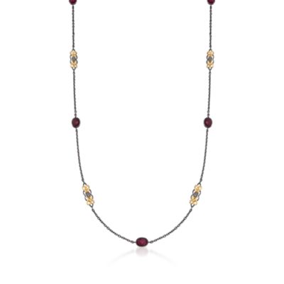 Long 5.00 ct. t.w. Ruby Station Necklace With Diamonds In Sterling Silver &mdash; Alt Image 1